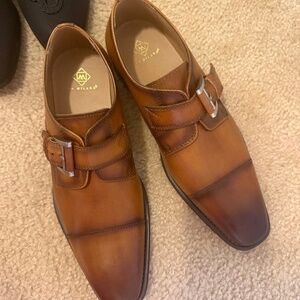 La Milano Men’s Double Monk Strap Leather Dress Shoes Brown